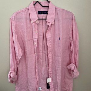 NWT Polo Ralph Lauren Pale Pink Linen Shirt - Medium